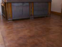 Stained and sealed concrete floor at a Las Vegas bar.