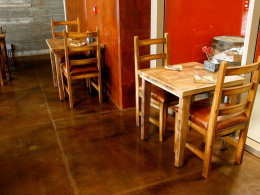 Stained and sealed concrete at a Las Vegas restaurant.
