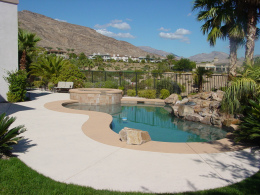 Concrete texturing on a Las Vegas pool deck with a border color.