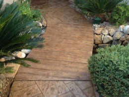 Faux Plank Stamped Concrete Walkway